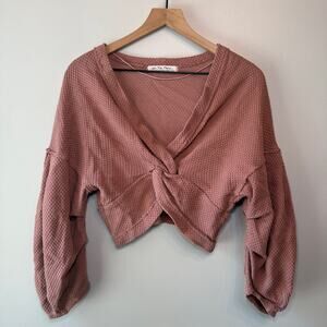 Free People Fall For You Cropped Tee Top Cactus Tint Pink Women's Size X-Small